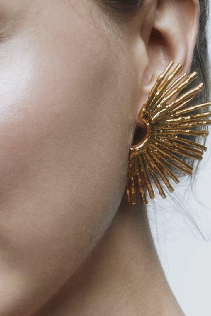Metal Earrings with Wavy Edge