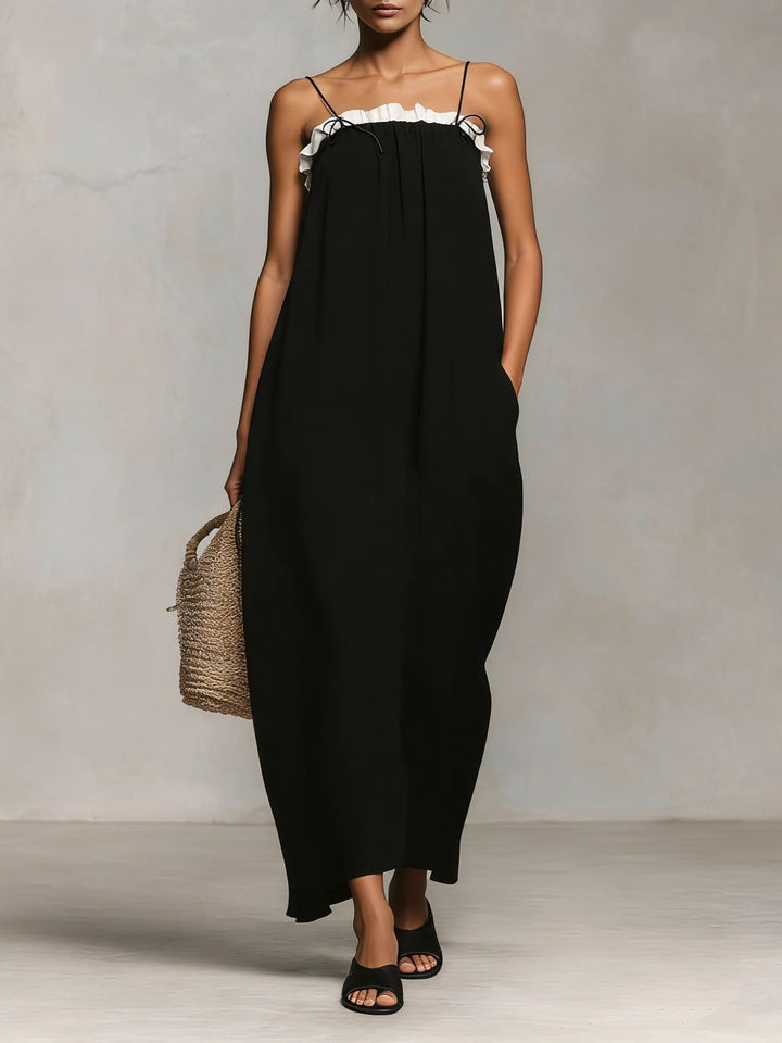 Carmen | Maxi Dress with Colour Blocks and Spaghetti Straps