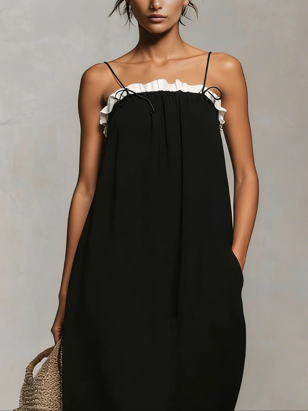 Carmen | Maxi Dress with Colour Blocks and Spaghetti Straps