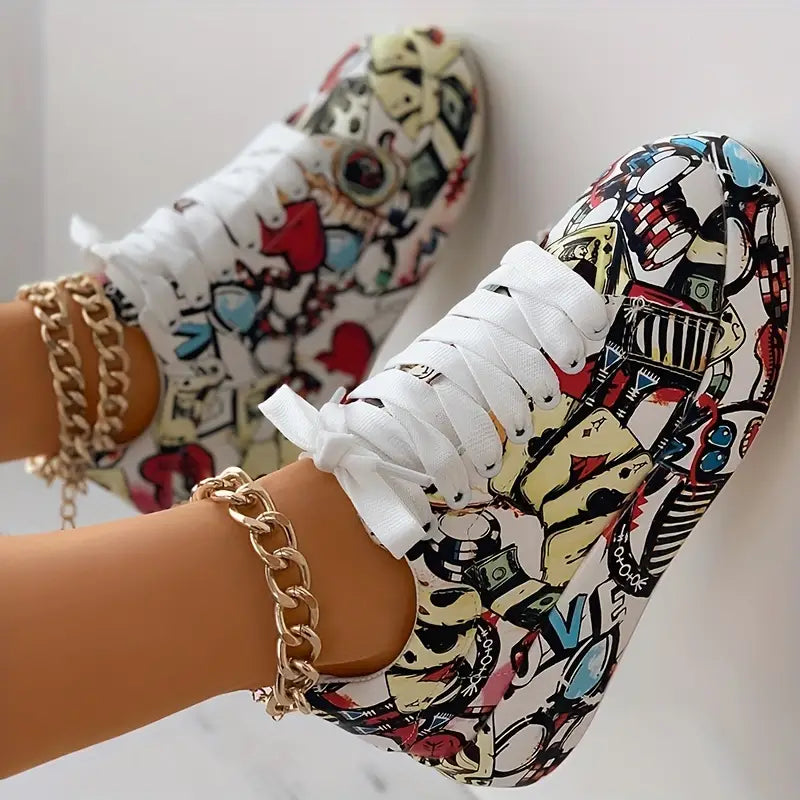 Veronika - Graffiti Design Trainers with Cushioning