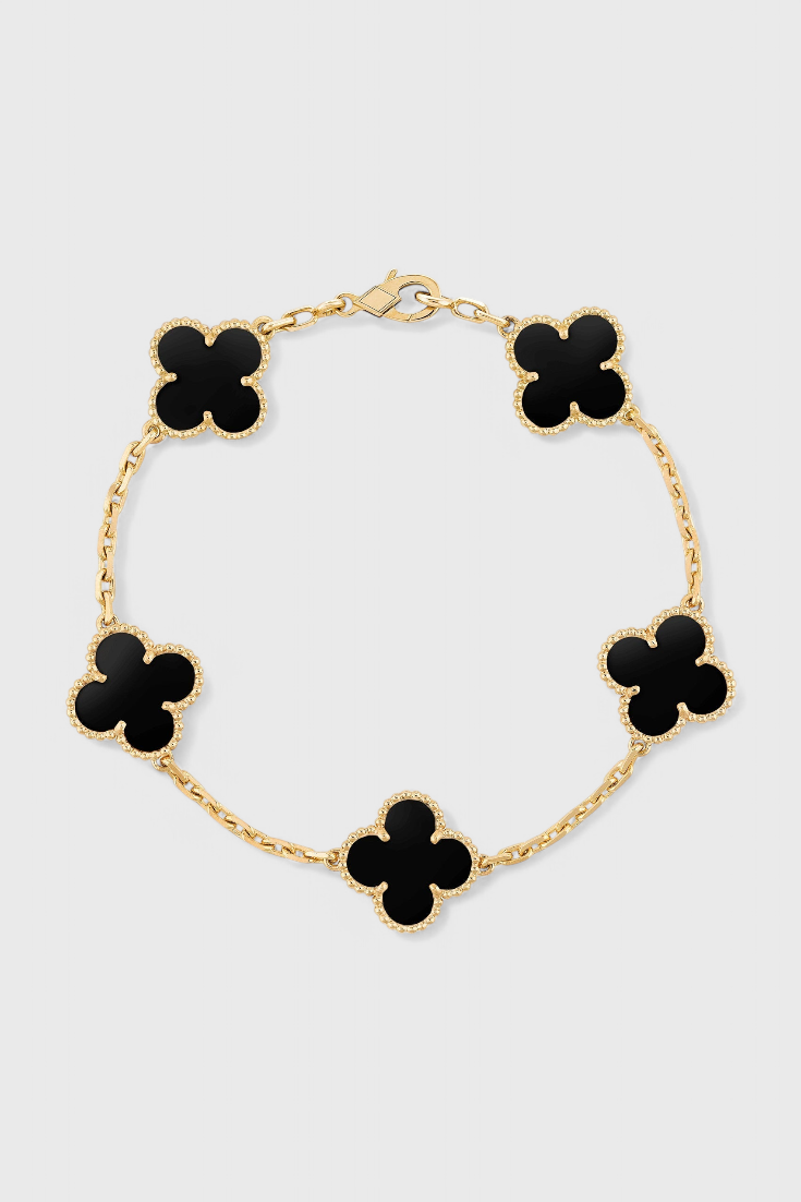 Clover Motif Bracelet with Elegance in Gold Plating