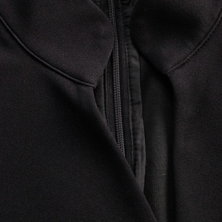 Marina | Refined black dress with belt and mandarin collar
