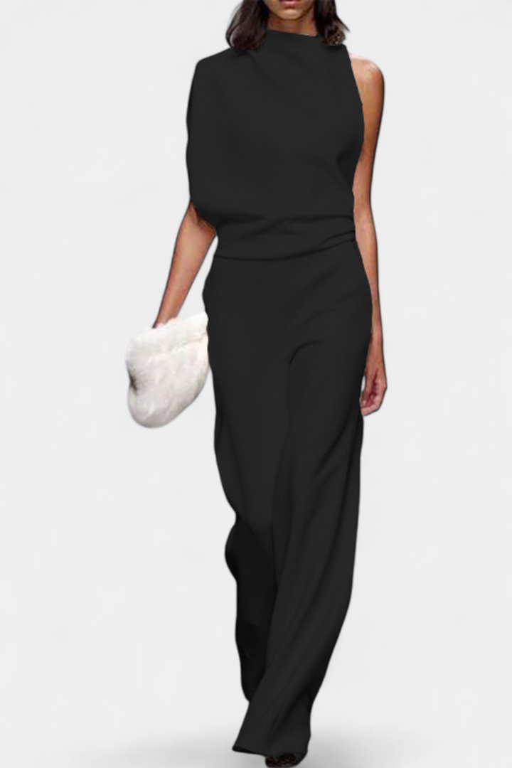 Etta Asymmetrical Fluid Leg Jumpsuit