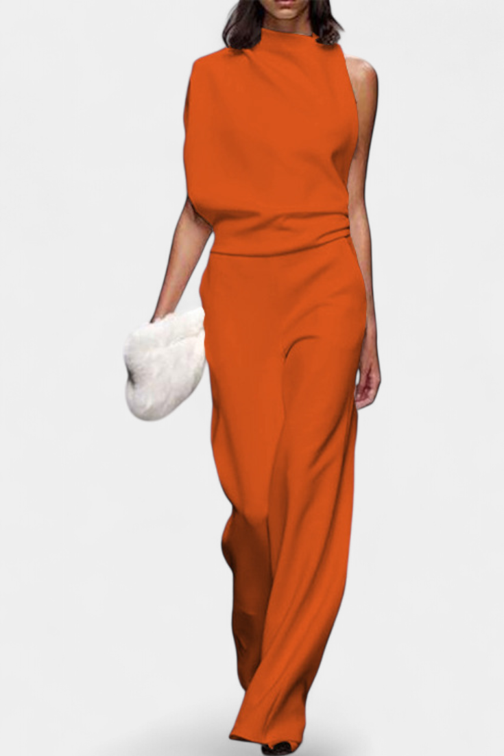 Etta Asymmetrical Fluid Leg Jumpsuit