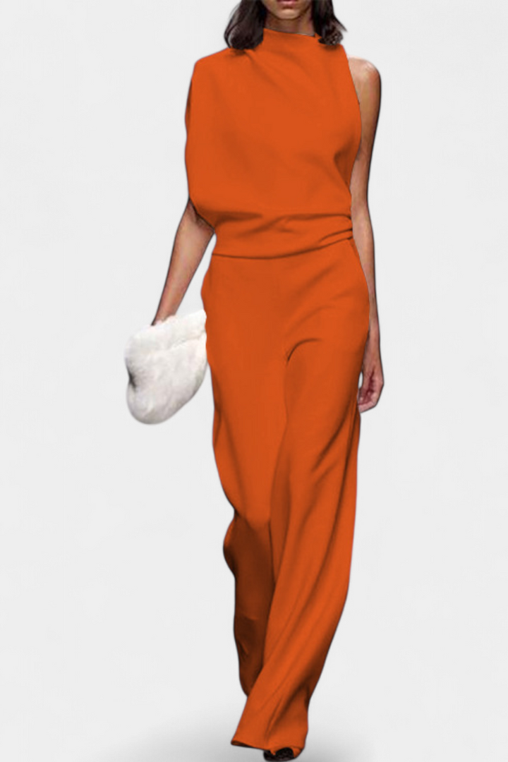 Etta Asymmetrical Fluid Leg Jumpsuit