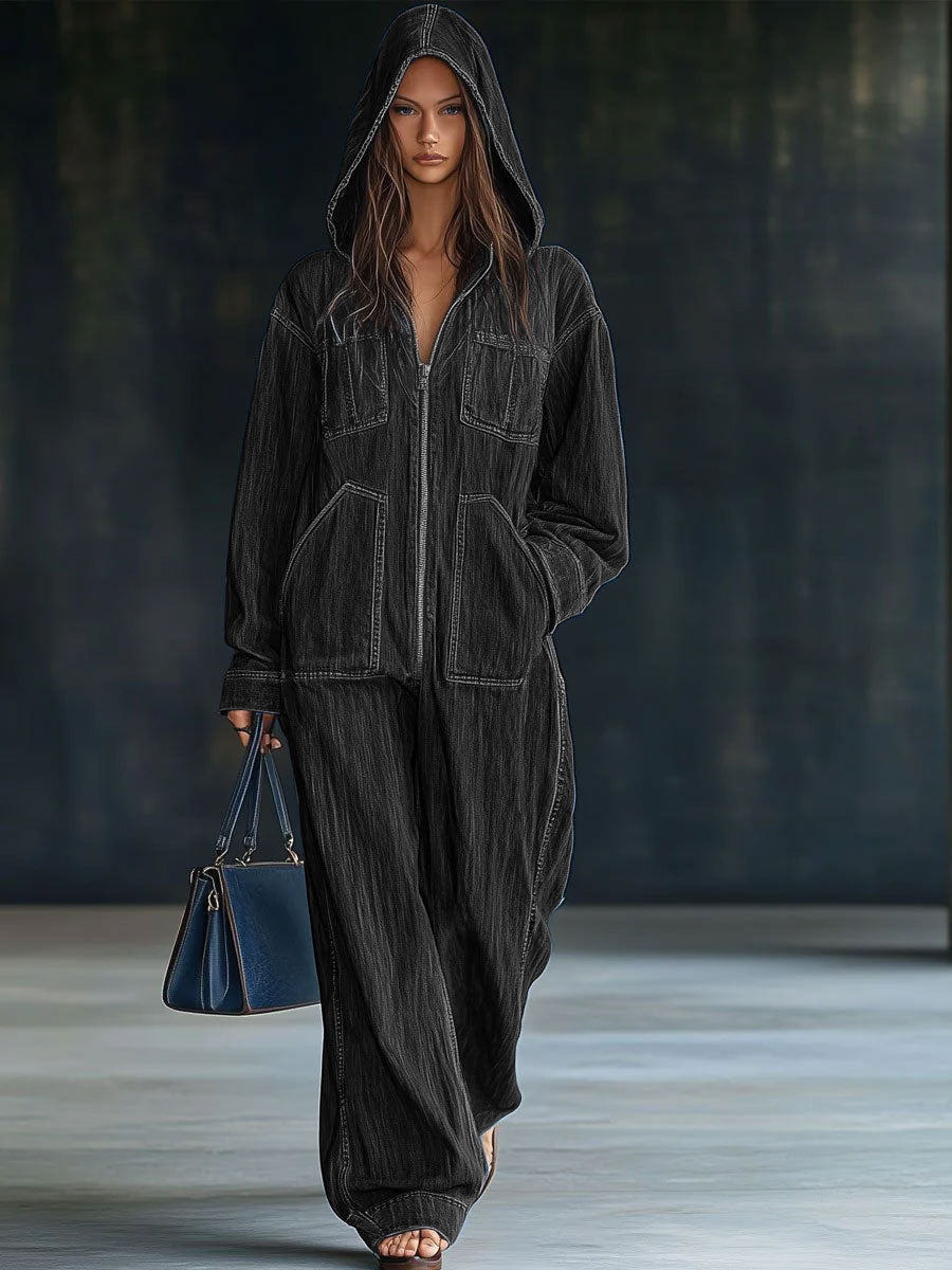Tiria Long-Sleeve Jumpsuit with Hood