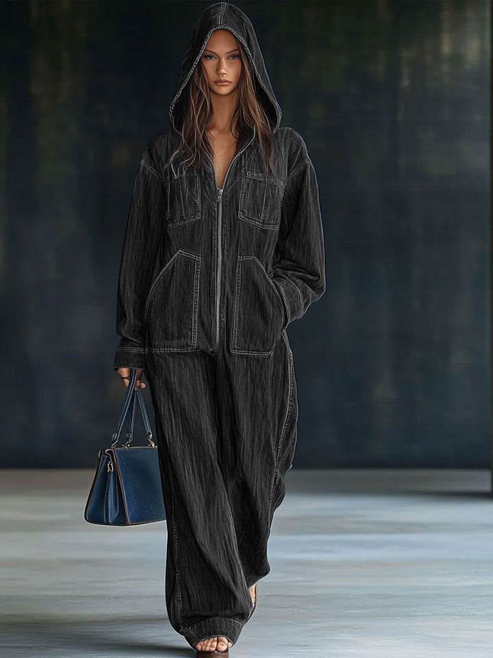 Tiria Long-Sleeve Jumpsuit with Hood