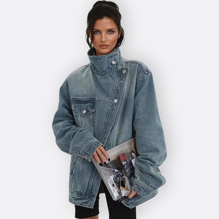 Sílvia - Vintage Asymmetrical High Collar Jacket