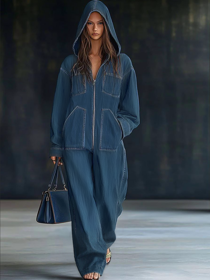 Tiria Long-Sleeve Jumpsuit with Hood