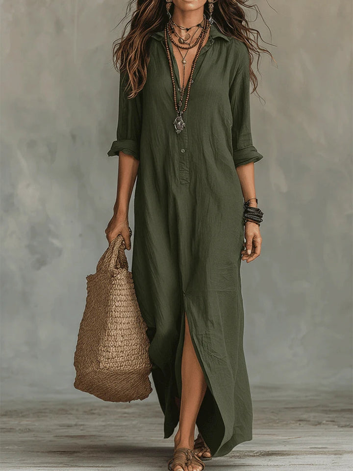 Carmen | Oversized Black Maxi Dress with Buttons