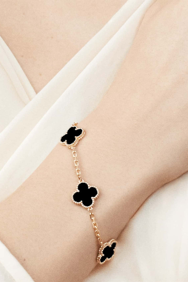 Clover Motif Bracelet with Elegance in Gold Plating