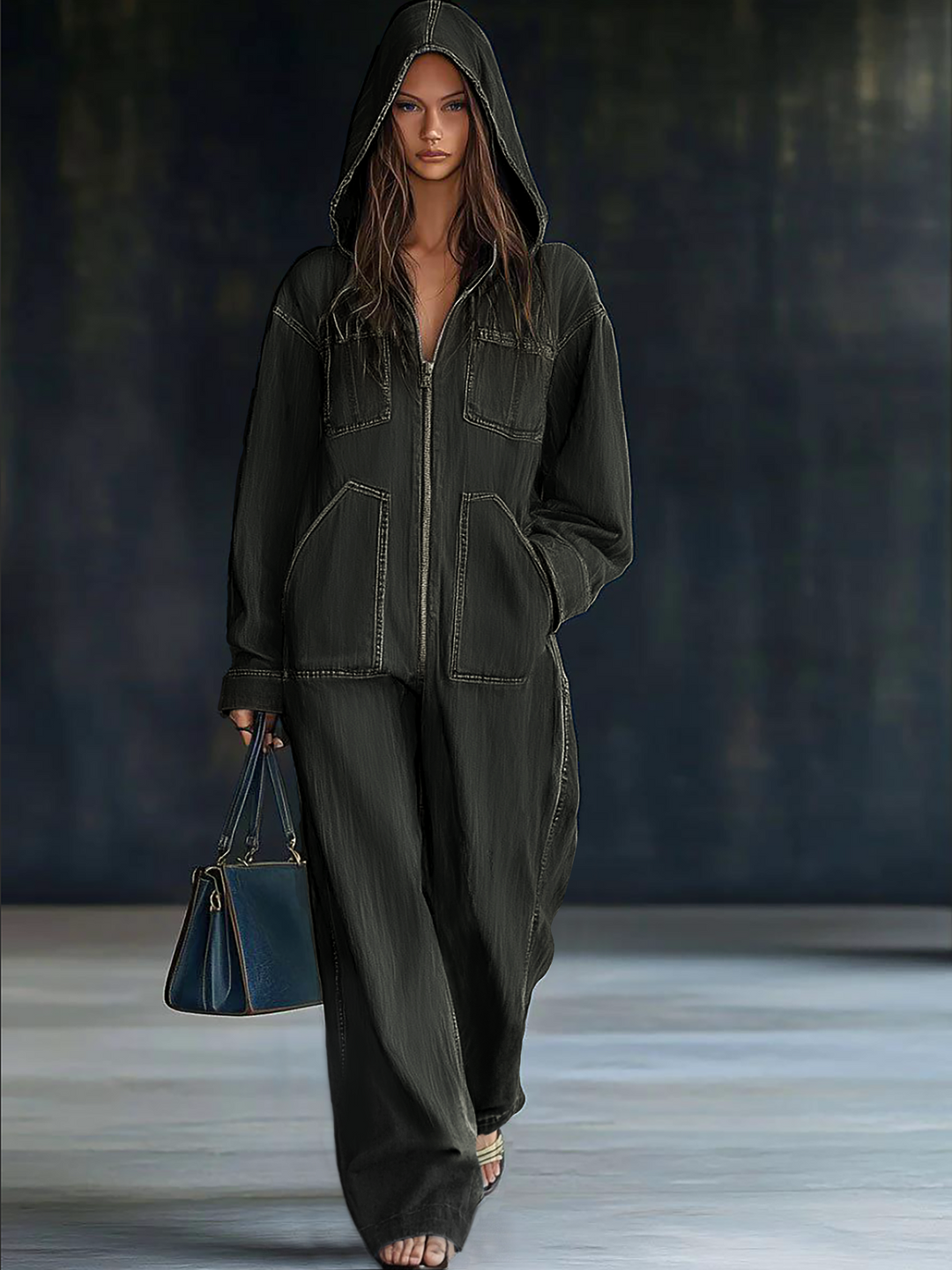 Tiria Long-Sleeve Jumpsuit with Hood