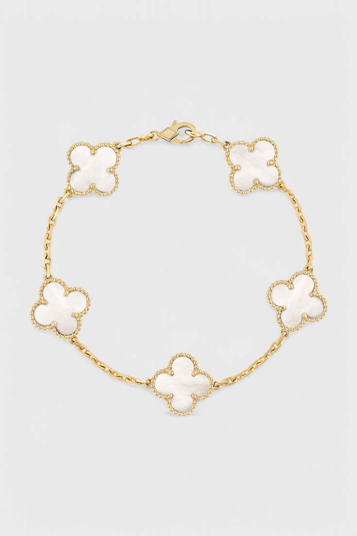 Clover Motif Bracelet with Elegance in Gold Plating
