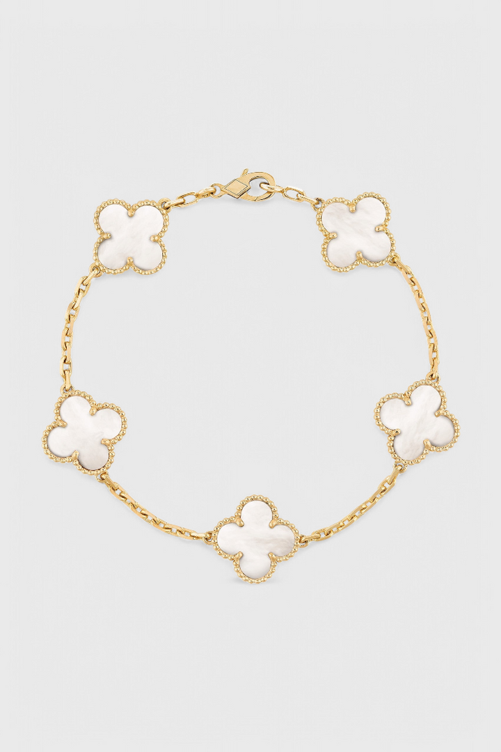 Clover Motif Bracelet with Elegance in Gold Plating