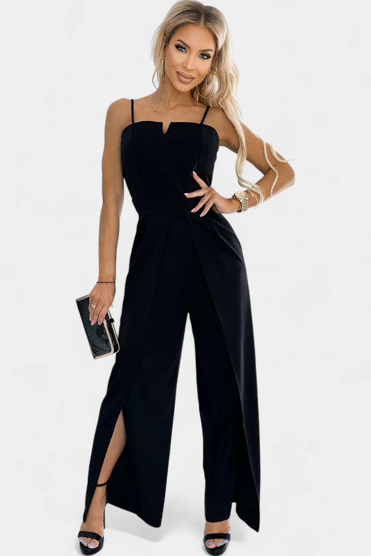 Prescillia Jumpsuit with Spaghetti Straps and Leg Opening