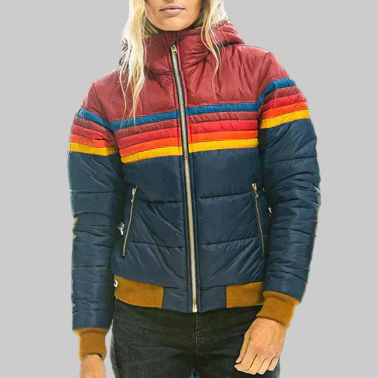 Ines - Retro Hooded Leather Jacket