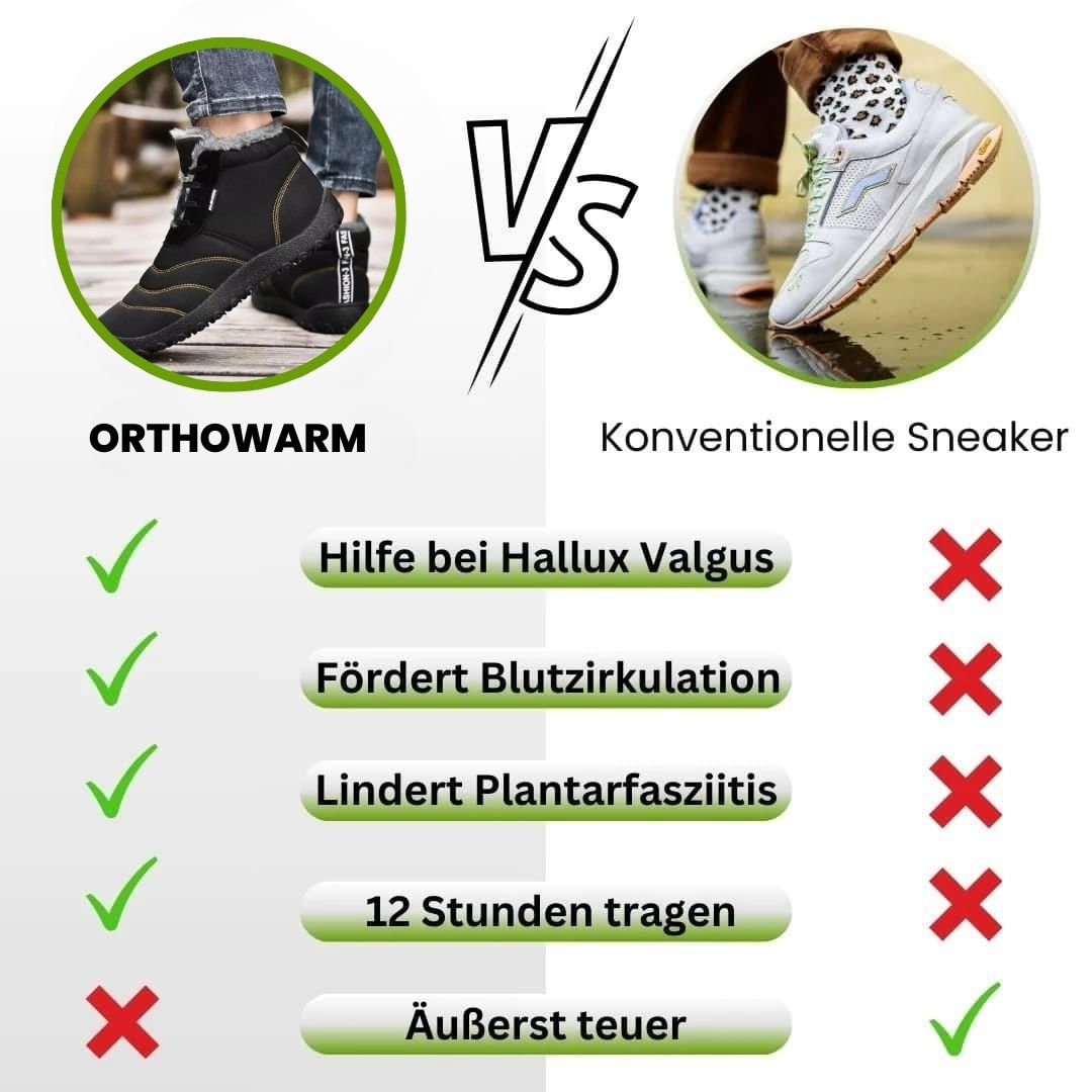 OrthoWarm - cushioned barefoot shoes, water-repellent and pain-relieving