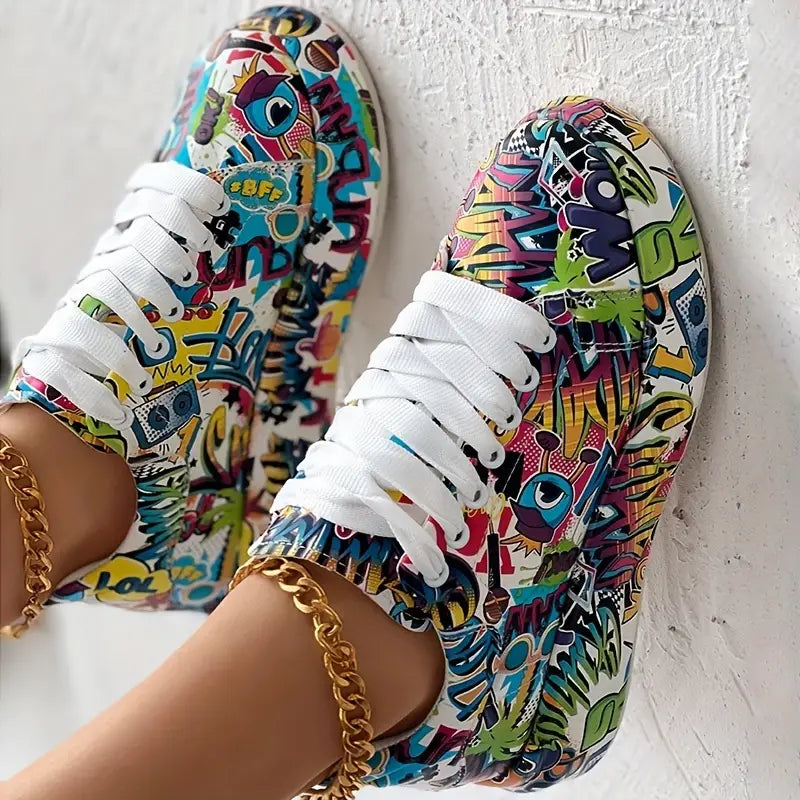 Veronika - Graffiti Design Trainers with Cushioning