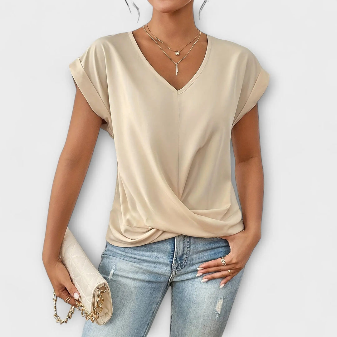 Elena | Blouse with V-neck and button detail