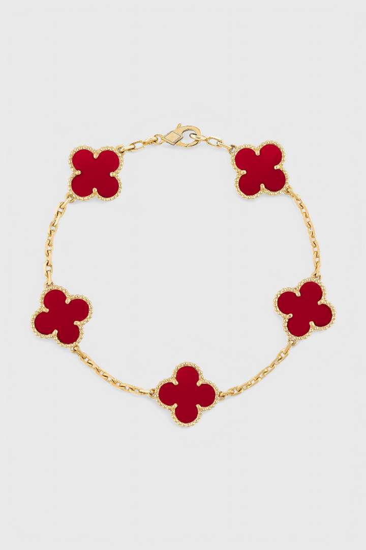 Clover Motif Bracelet with Elegance in Gold Plating