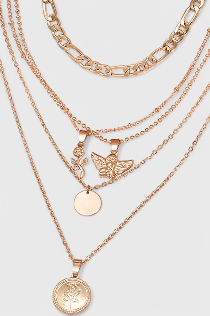 Rose and Angel Necklace