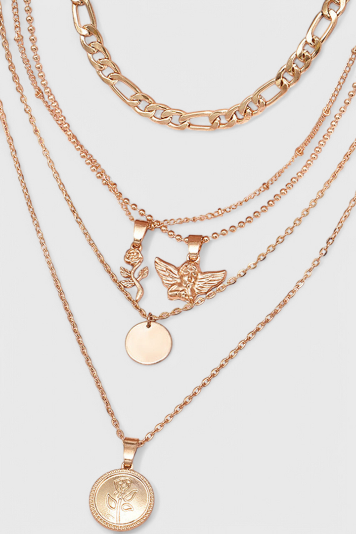 Rose and Angel Necklace