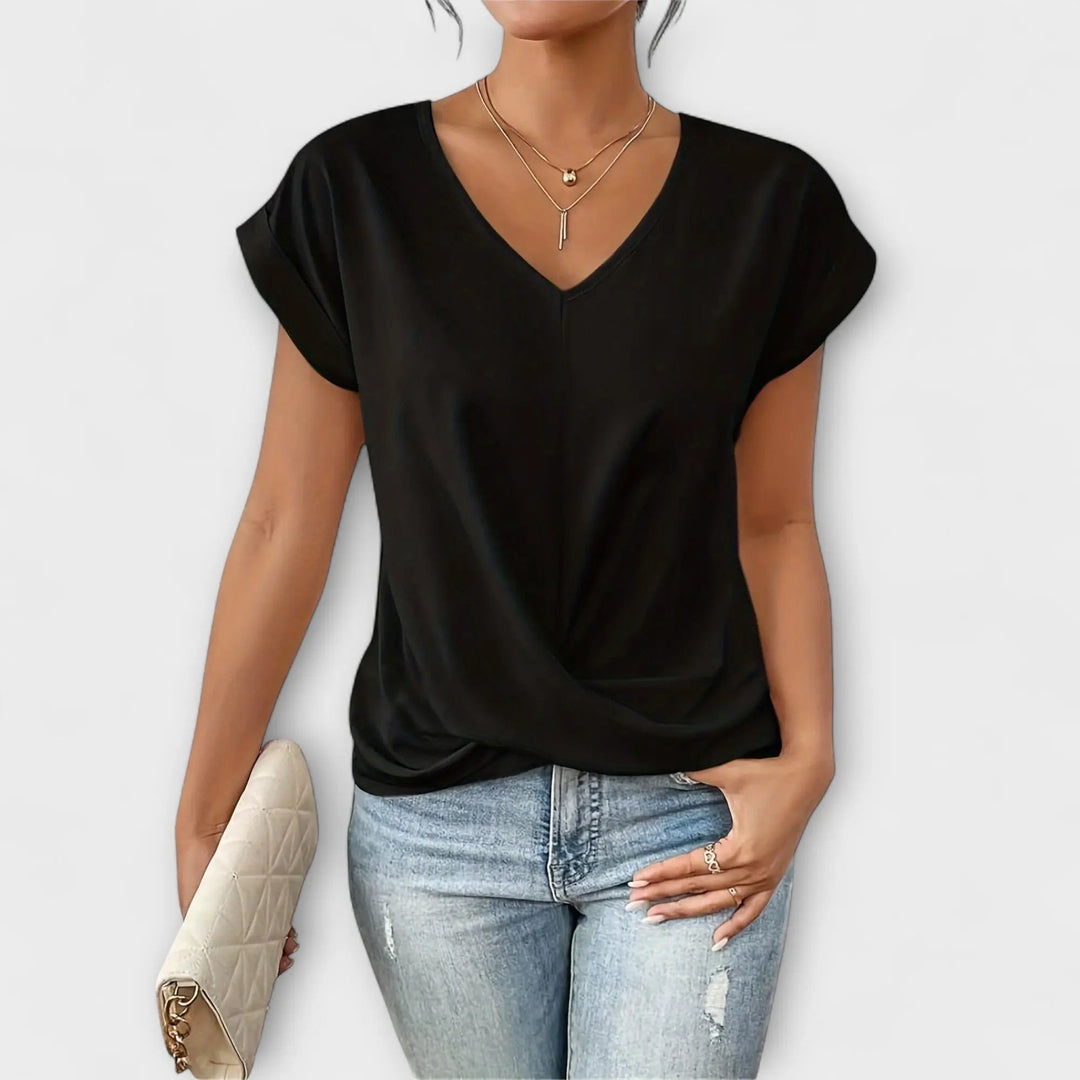 Elena | Blouse with V-neck and button detail