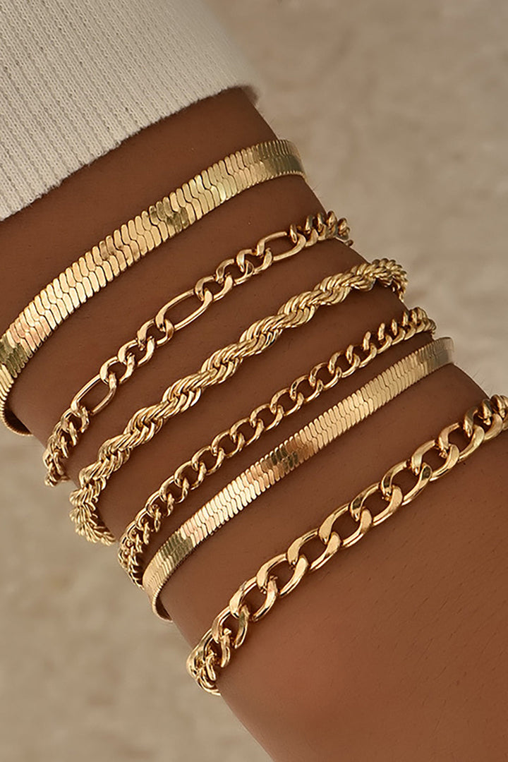 Set of 6 Cuban Chain Bracelets