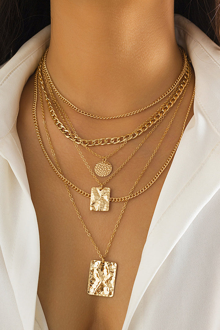 Geometric Metal Chain Pendant Necklace
