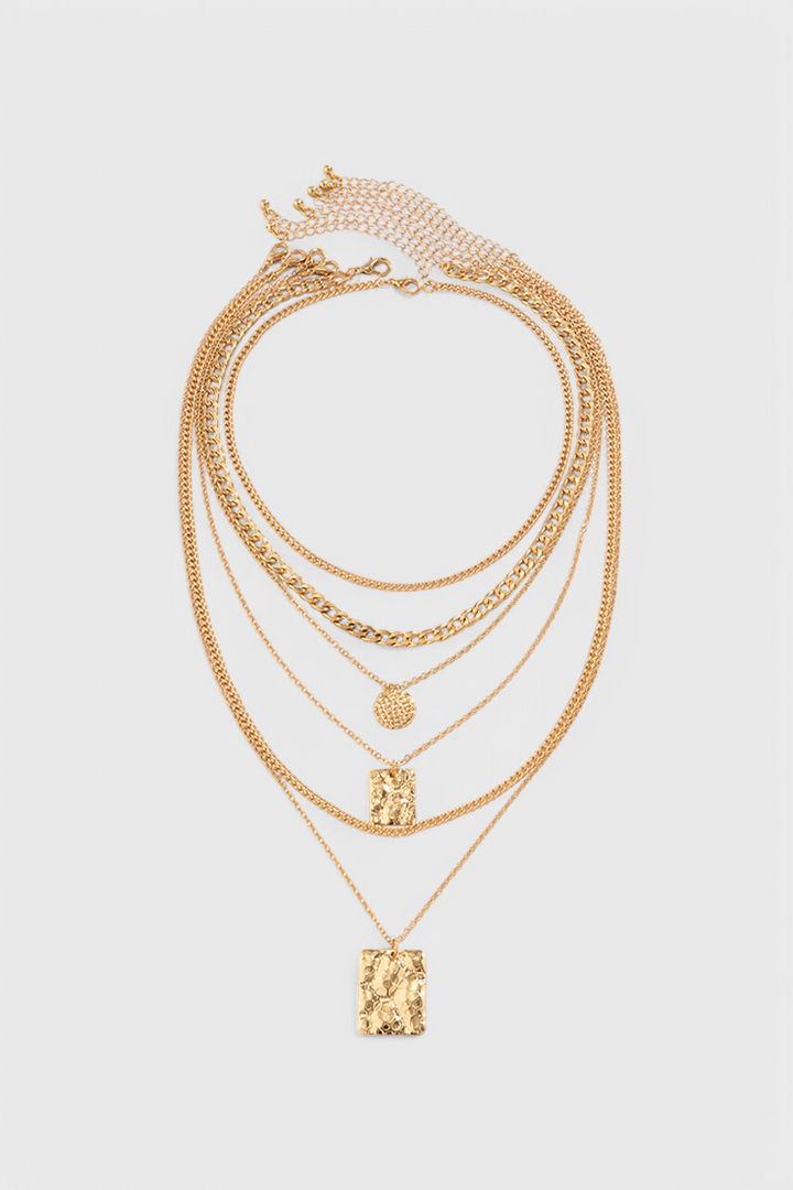 Geometric Metal Chain Pendant Necklace