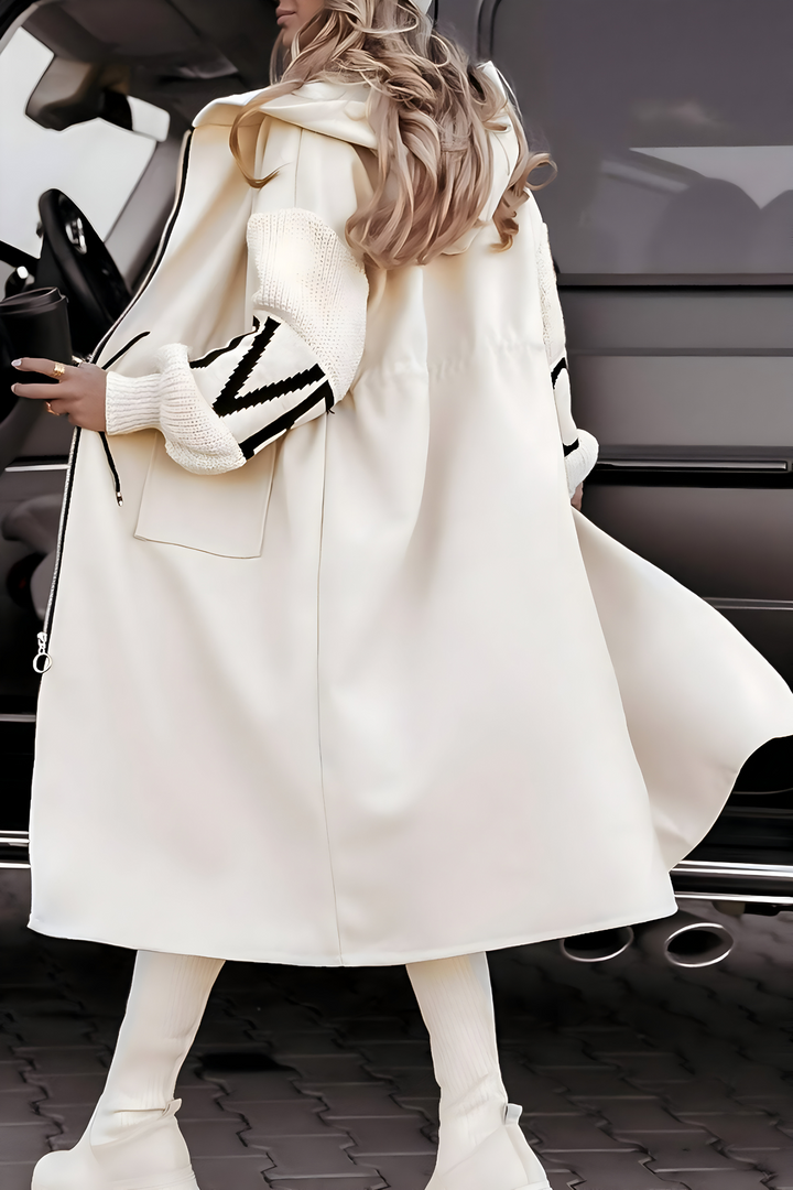 Elena | Women's Jacket with Knit Sleeves and Hood