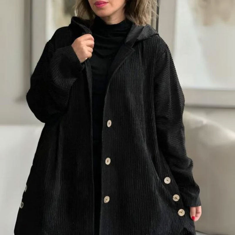 Adriana | Casual Velvet Hooded Jacket for Autumn Season