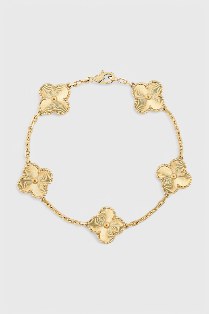 Clover Motif Bracelet with Elegance in Gold Plating