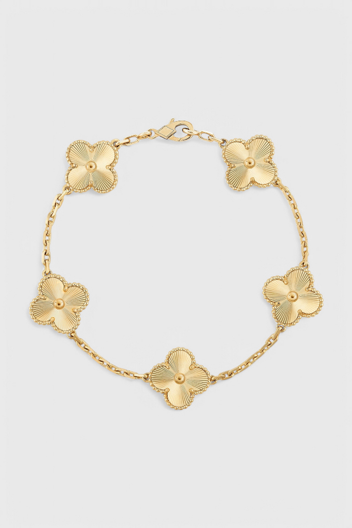 Clover Motif Bracelet with Elegance in Gold Plating