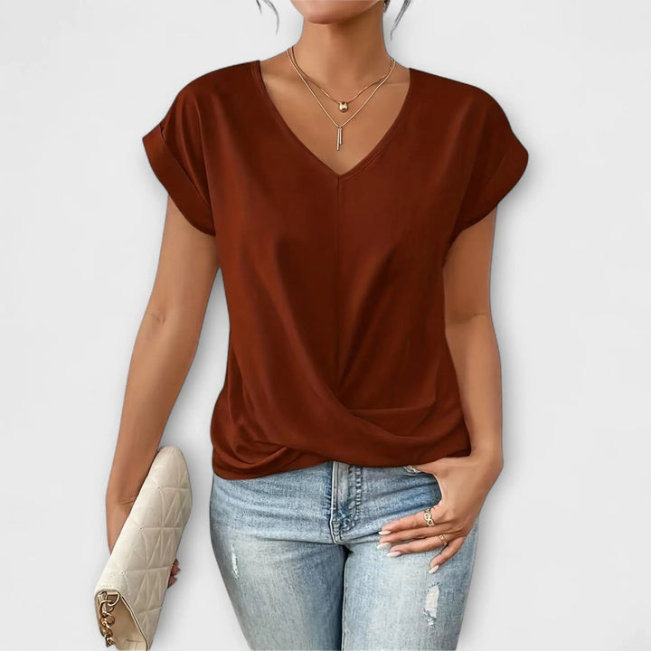 Elena | Blouse with V-neck and button detail
