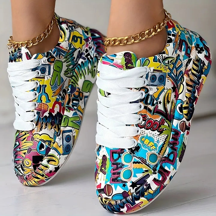 Veronika - Graffiti Design Trainers with Cushioning