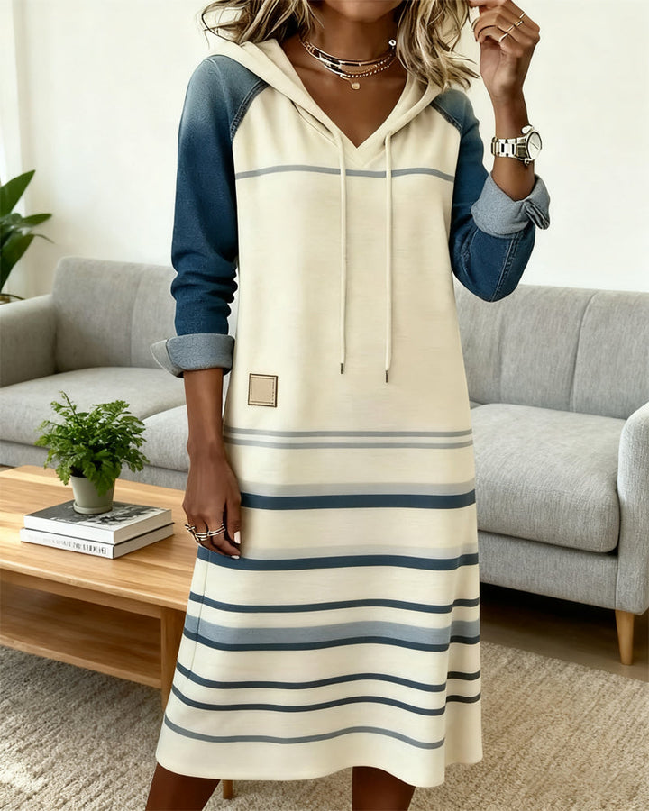 Camila | Striped Hooded Dress with Colour Mix