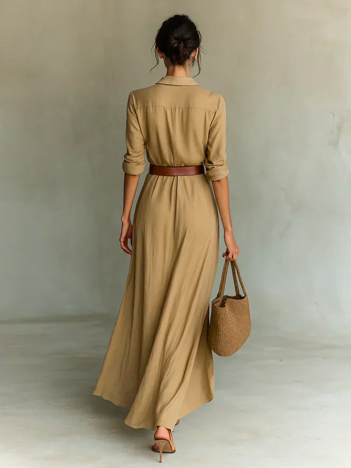 Carmen | Maxi Dress with Lapel and Waist Belt
