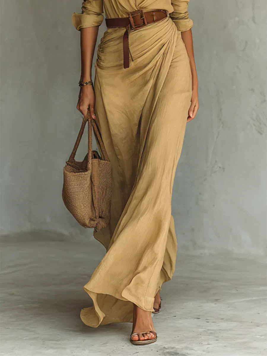 Carmen | Maxi Dress with Lapel and Waist Belt