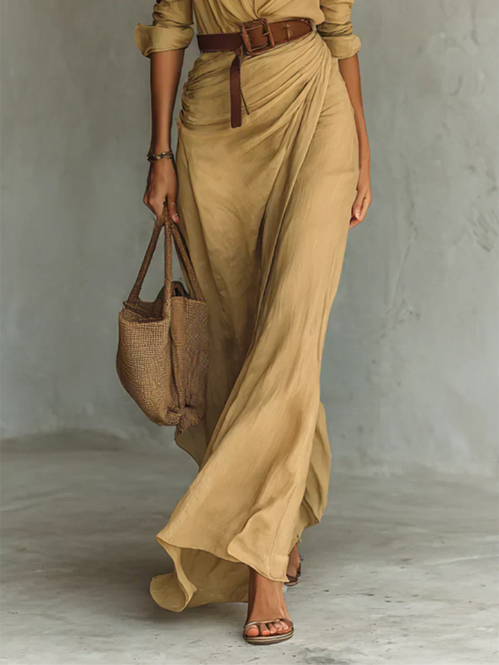 Carmen | Maxi Dress with Lapel and Waist Belt