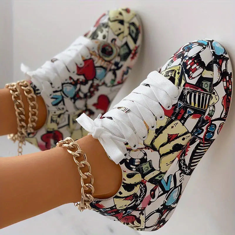 Veronika - Graffiti Design Trainers with Cushioning
