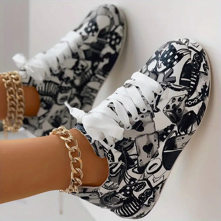 Veronika - Graffiti Design Trainers with Cushioning
