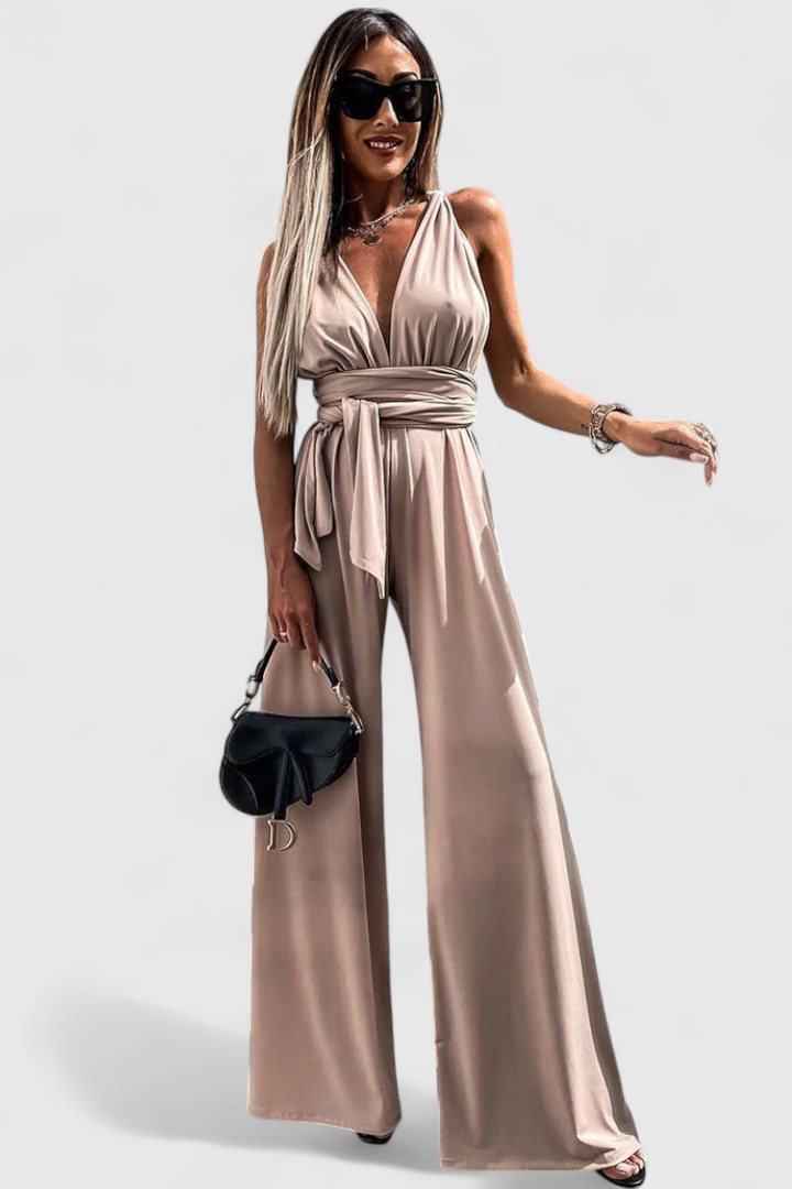 Ivana Wide-Leg Jumpsuit with Crossed Back