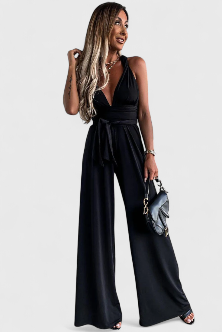 Ivana Wide-Leg Jumpsuit with Crossed Back