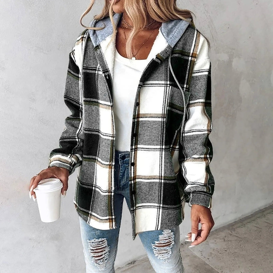 Esra | Jacket with Hood and Mixed Texture For Women