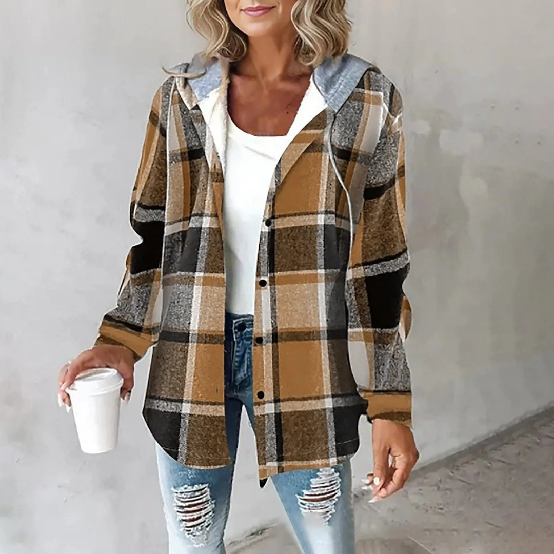 Esra | Jacket with Hood and Mixed Texture For Women