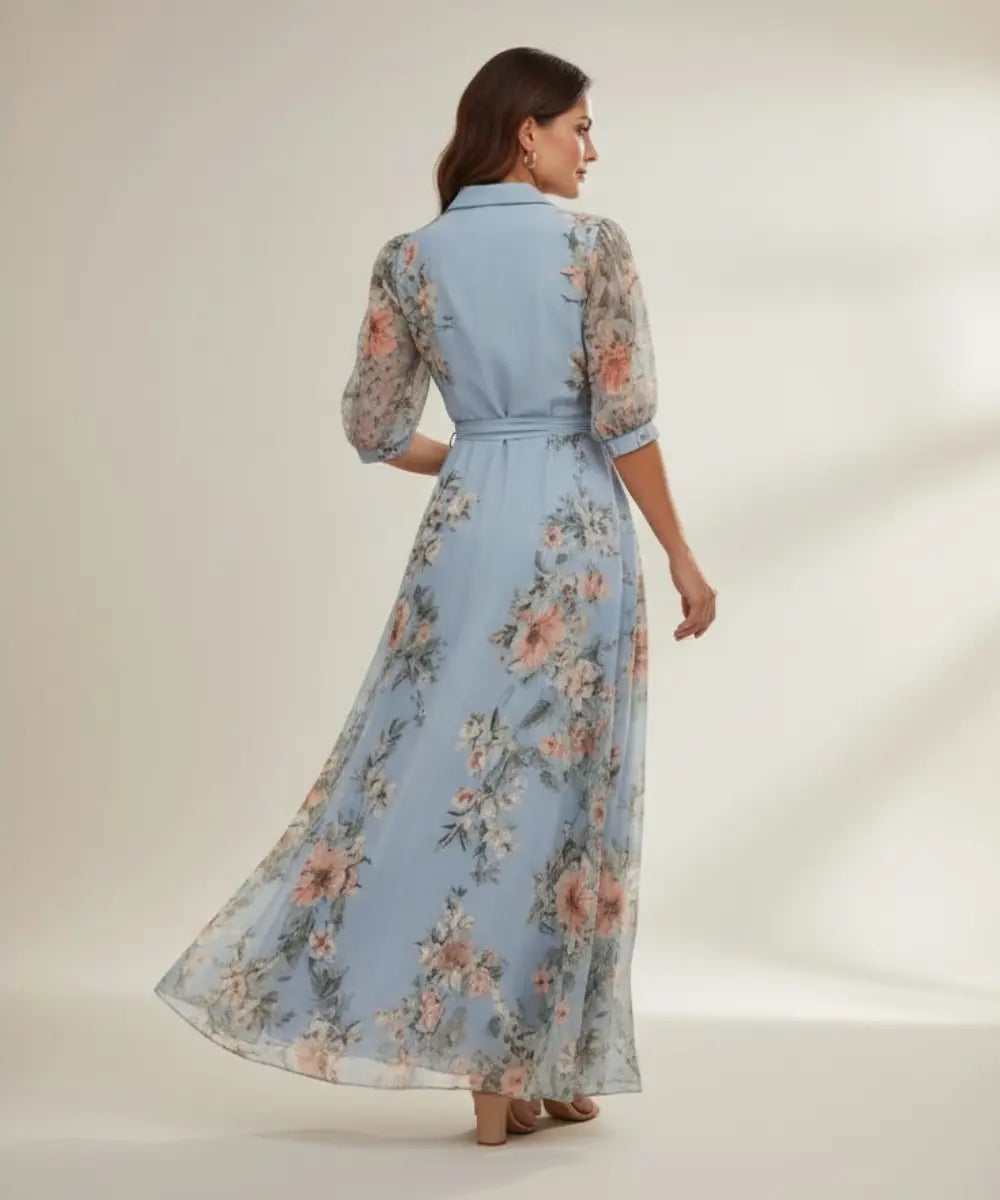 Valeria - Midi dress with V-neck and floral design