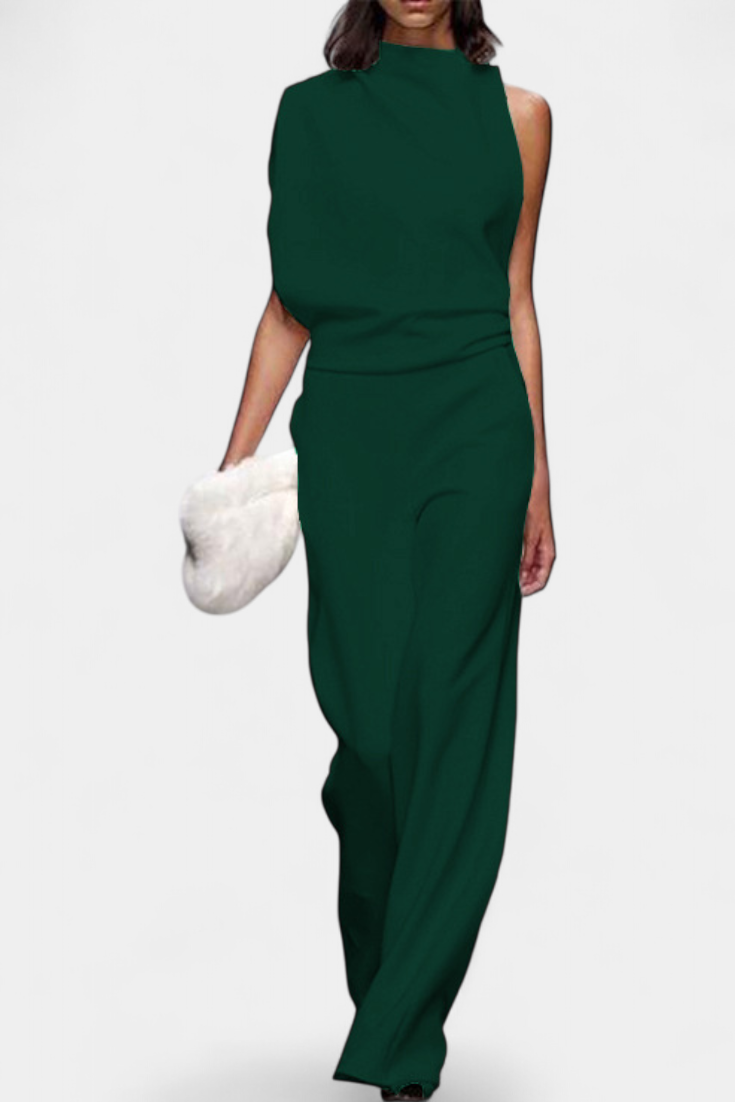 Etta Asymmetrical Fluid Leg Jumpsuit