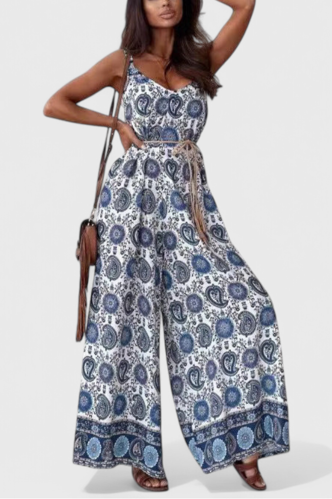 Gabriella Wide Leg Jumpsuit with Bold Print