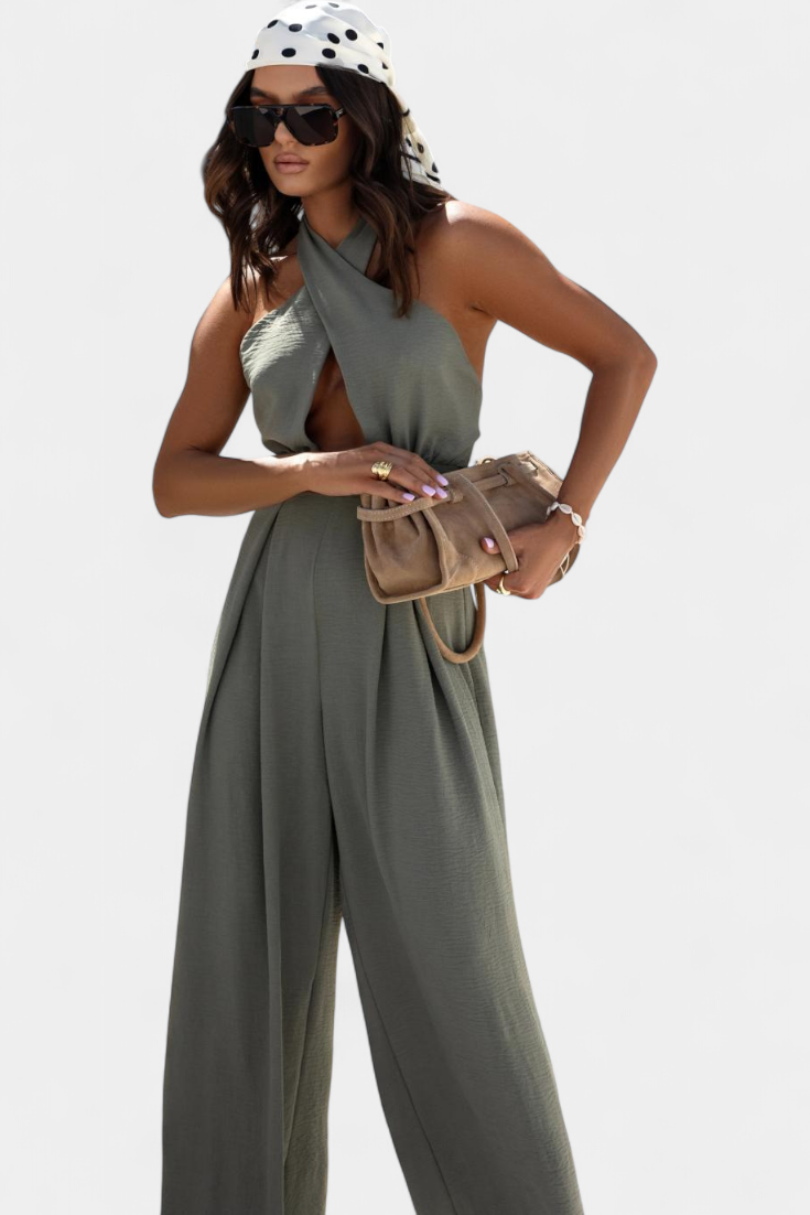Jessica Mono Halter Cross Back with Wide Leg